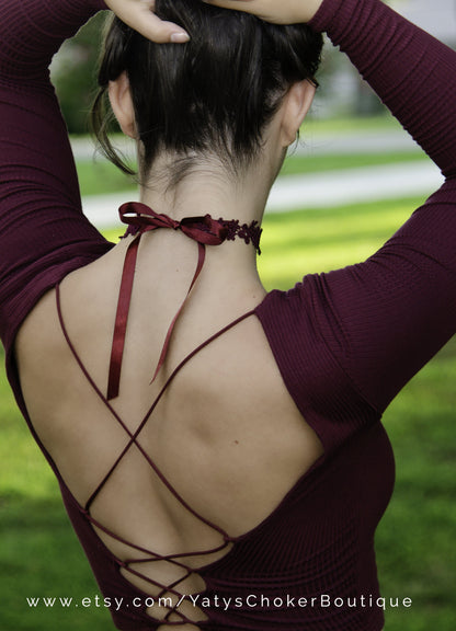 Ribbon Choker with Open Back Top