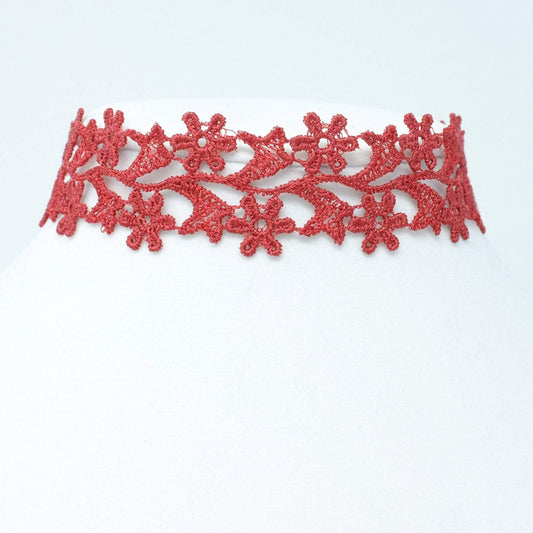 Rusty Red Lace Choker Necklace