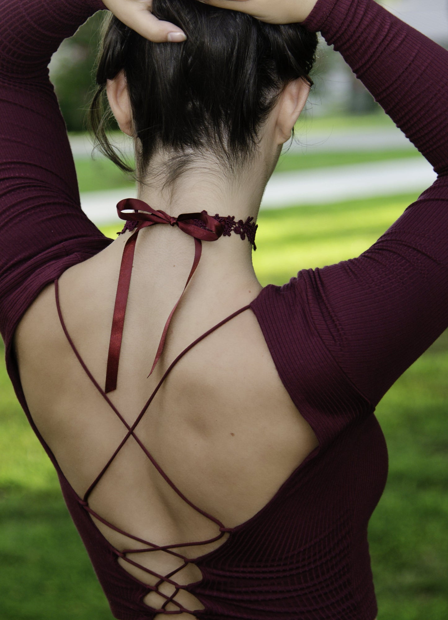 Astrid Burgundy Lace Choker Necklace